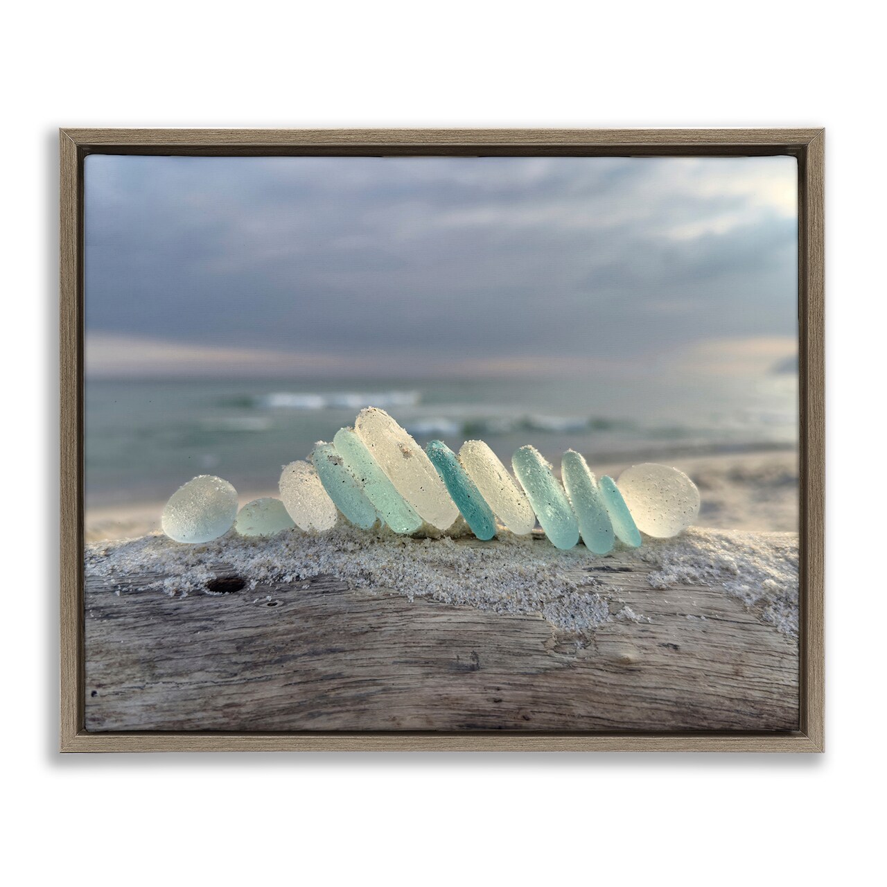 Stupell Industries Sea Glass On Driftwood Floating Frame, design by LMarie Allen